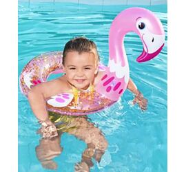 Bestway Παιδικό Σωσίβιο Κουλούρα με Glitter, Σε σχέδιο Flamingo και Κύκνο