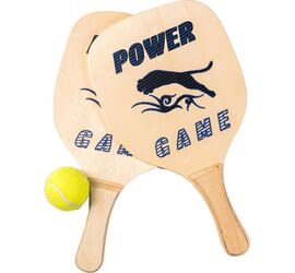 Ocean Power Game Σετ Ρακέτες Παραλίας Μπεζ με 'Ισια Μπεζ Λαβή και Μπαλάκι